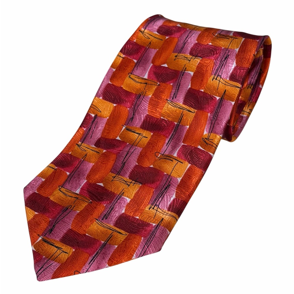 Jerry Garcia Blue Mountain Collection 56” Silk Tie Abstract Pink Orange 2004